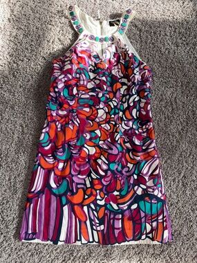 Laundry By Shelli Segal Purple Pink Orange Multi-Color Midi Dress